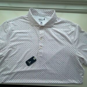 johnnie-O White Shirt with Red and Black Pattern “Gambit”
